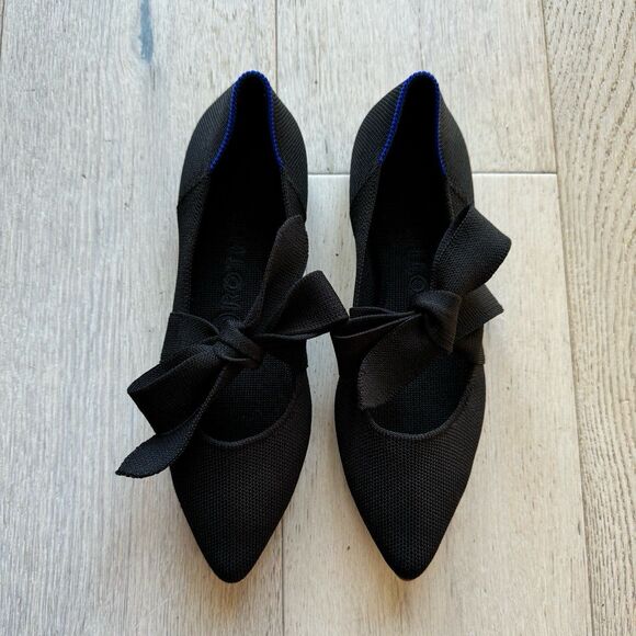 Rothy's Mary Jane The Point Bow Tie Flats in Black Size 6.5 - Picture 8 of 12